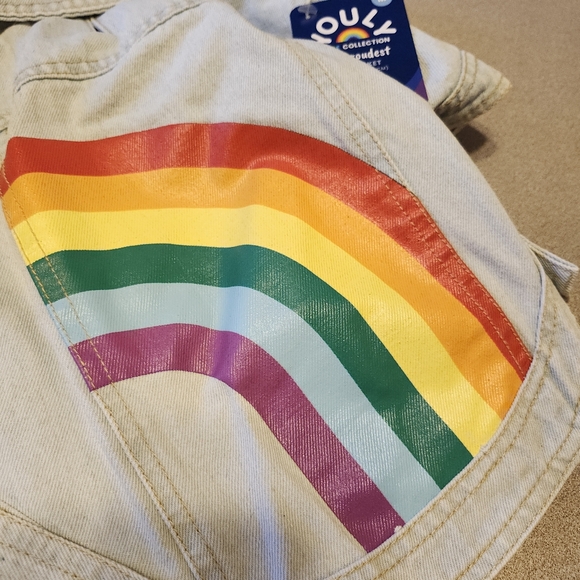 YOULY PRIDE COLLECTION CHASING RAINBOWS DENIM DOG/CAT JACKET SIZE MED.   NWT - Picture 11 of 13